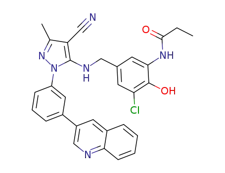 N-(3-chloro-5-(((4-cyano-3-methyl-1-(3-(quinolin-3-yl)phenyl)-1H-pyrazol-5-yl)amino)methyl)-2-hydroxyphenyl)propionamide