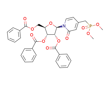 Molecular Structure of 918299-71-5 ({1-[3,4-bis(benzoyloxy)-5-(benzoyloxymethyl)tetrahydrofuran-2-yl]-2-oxo-1,2-dihydropyridin-4-yl}methylphosphonic acid dimethyl ester)