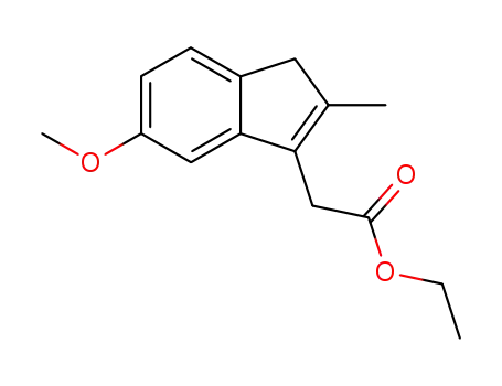 Molecular Structure of 16203-88-6 (1H-Indene-3-acetic acid, 5-methoxy-2-methyl-, ethyl ester)