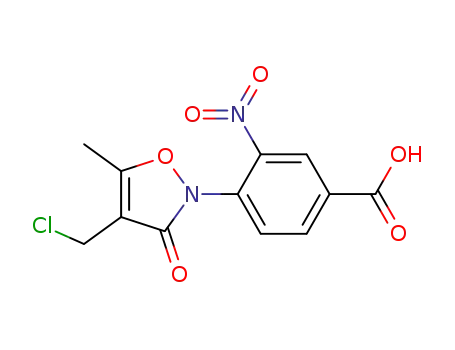 Molecular Structure of 118937-97-6 (4-chloromethyl-5-methyl-2-(4-carboxy-2-nitrophenyl)-4-isoxazolin-3-one)