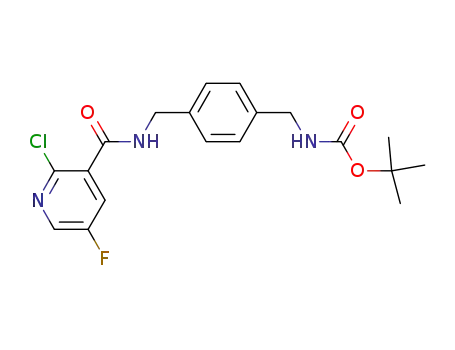 Molecular Structure of 581772-25-0 (Carbamic acid,
[[4-[[[(2-chloro-5-fluoro-3-pyridinyl)carbonyl]amino]methyl]phenyl]methyl]-
, 1,1-dimethylethyl ester)