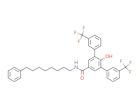 Molecular Structure of 251476-87-6 (2'-hydroxy-3,3-bis-trifluoromethyl-[1,1':3'1]terphenyl-5'-carboxylic acid (8-phenyl-octyl)-amide)