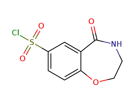 Molecular Structure of 919091-52-4 (1,4-Benzoxazepine-7-sulfonyl chloride, 2,3,4,5-tetrahydro-5-oxo-)