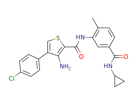 3-amino-4-(4-chlorophenyl)-N-(5-(cyclopropylcarbamoyl)-2-methylphenyl)thiophene-2-carboxamide
