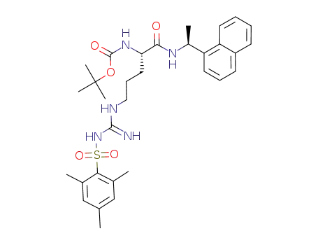 Molecular Structure of 905593-24-0 ([4-(N'-2,4,6-trimethylphenylsulfonyl-guanidino)-1(S)-(1-naphthalen-1(S)-yl-ethylcarbamoyl)-butyl]-carbamic acid tert-butyl ester)
