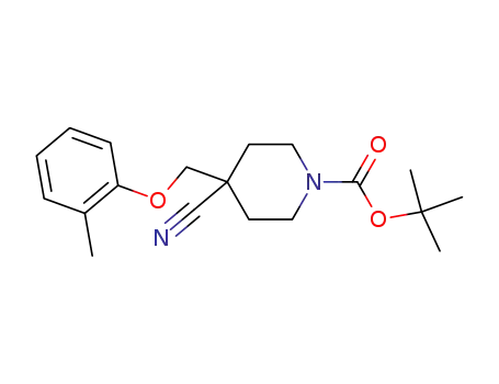 Molecular Structure of 614729-60-1 (1-(tert-Butoxycarbonyl)-4-cyano-4-(2-methylphenoxymethyl)piperidine)