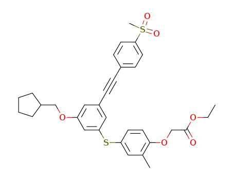 Acetic acid,
2-[4-[[3-(cyclopentylmethoxy)-5-[2-[4-(methylsulfonyl)phenyl]ethynyl]phen
yl]thio]-2-methylphenoxy]-, ethyl ester