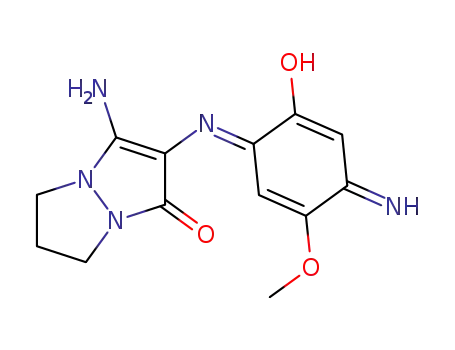 3-amino-2-{[(1E)-2-hydroxy-4-imino-5-methoxycyclohexa-2,5-dien-1-ylidene]amino}-6,7-dihydro-1H,5H-pyrazolo[1,2-a]pyrazol-1-one