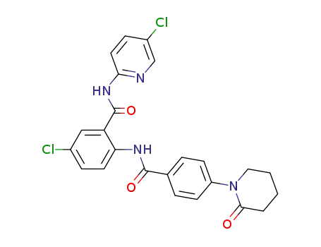 Molecular Structure of 503613-37-4 (5-chloro-N-(5-chloropyridin-2-yl)-2-({4-[(2-oxopiperidine)-1-yl]benzoyl}amino)benzamide)