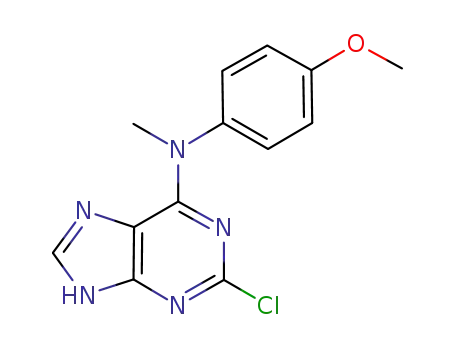 Molecular Structure of 827030-80-8 (1H-Purin-6-amine, 2-chloro-N-(4-methoxyphenyl)-N-methyl-)