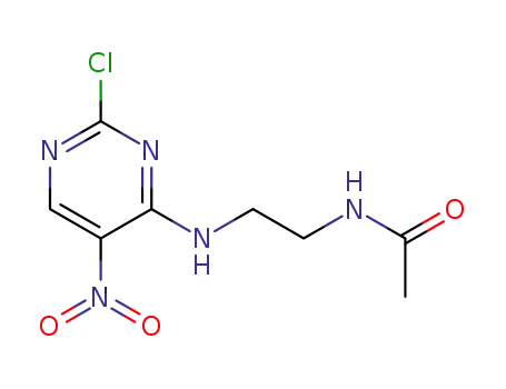Molecular Structure of 1068607-13-5 (N-(2-(2-chloro-5-nitropyrimidin-4-ylamino)ethyl)acetamide)
