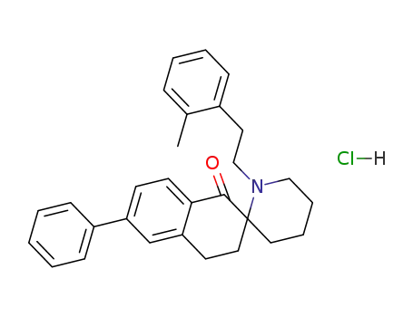 Molecular Structure of 1208110-41-1 ((2RS)-1'-[2-(2-methylphenyl)ethyl]-6-phenyl-3,4-dihydro-1H-spiro[naphthalene-2,2'-piperidin]-1-one hydrochloride)