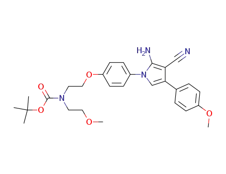 Molecular Structure of 851799-57-0 (Carbamic acid,
[2-[4-[2-amino-3-cyano-4-(4-methoxyphenyl)-1H-pyrrol-1-yl]phenoxy]eth
yl](2-methoxyethyl)-, 1,1-dimethylethyl ester)