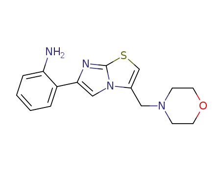 Molecular Structure of 1056562-54-9 (2-(3-morpholin-4-ylmethyl-imidazo[2,1-b]thiazol-6-yl)-phenylamine)