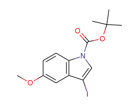 Molecular Structure of 192189-10-9 (3-IODO-5-METHOXYINDOLE-1-CARBOXYLIC ACID TERT-BUTYL ESTER)