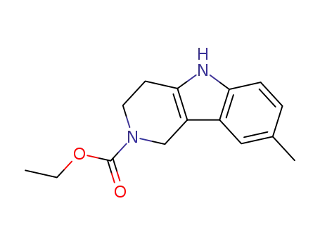 Molecular Structure of 63277-58-7 (2H-Pyrido[4,3-b]indole-2-carboxylic acid, 1,3,4,5-tetrahydro-8-methyl-,
ethyl ester)