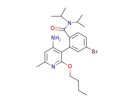 Molecular Structure of 1058129-60-4 (2-(4-amino-2-butoxy-6-methylpyridin-3-yl)-4-bromo-N,N-diisopropylbenzamide)
