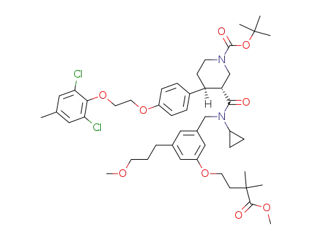 tert-butyl (3R,4S)-3-({(cyclopropyl)[3-(4-methoxy-3,3-dimethyl-4-oxobutoxy)-5-(3-methoxypropyl)benzyl]amino}carbonyl)-4-{4-[2-(2,6-dichloro-4-methylphenoxy)ethoxy]phenyl}piperidine-1-carboxylate