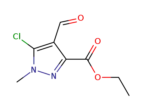 Molecular Structure of 946061-21-8 (Ethyl 5-chloro-4-formyl-1-methyl-1H-pyrazole-3-carboxylate)