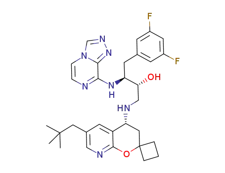 Molecular Structure of 1154096-48-6 ((2R,3,S)-3-([1,2,4]triazolo[4,3-a]pyrazin-8-ylamino)-4-(3,5-difluorophenyl)-1-((R)-2,2-spirocyclobutane-6-neopentyl-3,4-dihydro-2H-pyrano[2,3-b]pyridine-4-ylamino)butan-2-ol)