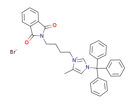 Molecular Structure of 1072452-34-6 (1-trityl-3-[4-(1,3-dioxo-1,3-dihydro-2H-isoindol-2-yl)butyl]-4-methyl-1H-imidazol-3-ium bromide)