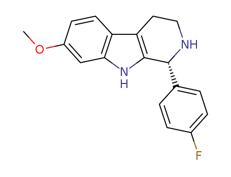 Molecular Structure of 1120500-35-7 ((R)-1-(4-fluorophenyl)-7-methoxy-2,3,4,9-tetrahydro-1H-pyrido[3,4-b]indole)