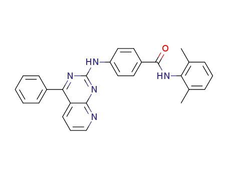Molecular Structure of 1059735-13-5 (N-(2,6-dimethylphenyl)-4-((4-phenylpyrido[2,3-d]pyrimidin-2-yl)amino)benzamide)