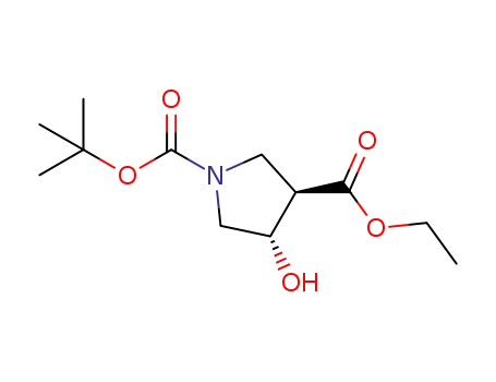 Molecular Structure of 1523541-94-7 ((3R,4S)-1-tert-butyl 3-ethyl 4-hydroxypyrrolidine-1,3-dicarboxylate)