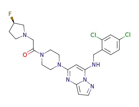 C<sub>23</sub>H<sub>26</sub>Cl<sub>2</sub>FN<sub>7</sub>O