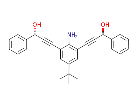 Molecular Structure of 1088499-77-7 ((1S,1'S)-3,3'-(2-amino-5-tert-butyl-1,3-phenylene)bis(1-phenyl-prop-2-yn-1-ol))