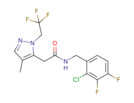 Molecular Structure of 1071814-19-1 (N-[(2-chloro-3,4-difluorophenyl)methyl]-2-[4-methyl-1-(2,2,2-trifluoroethyl)-1H-pyrazol-5-yl]acetamide)