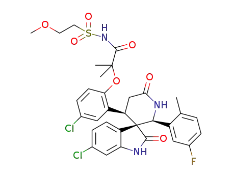 (2'S,3S,4'R)-6-chloro-4'-{5-chloro-2-[2-(2-methoxy-ethanesulfonylamino)-1,1-dimethyl-2-oxo-ethoxy]-phenyl}-2'-(5-fluoro-2-methyl-phenyl)-spiro[3H-indole-3,3'-piperidine]-2,6'(1H)-dione