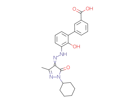 3'-[N'-(1-cyclohexyl-3-methyl-5-oxo-1,5-dihydro-pyrazol-4-ylidene)-hydrazino]-2'-hydroxy-biphenyl-3-carboxylic acid