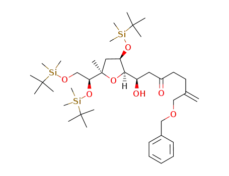 (R)-6-benzyloxymethyl-1-[(2R,3R,5R)-5-[(S)-1,2-bis-(tert-butyl-dimethyl-silanyloxy)-ethyl]-3-(tert-butyl-dimethyl-silanyloxy)-5-methyl-tetrahydro-furan-2-yl]-1-hydroxy-hept-6-en-3-one
