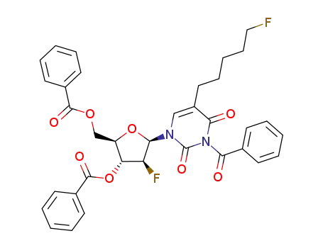 Molecular Structure of 1037176-15-0 (3-N-benzoyl-3',5'-di-O-benzoyl-5-(5-fluoropentyl)-2'-deoxy-2'-fluoroarabinouridine)