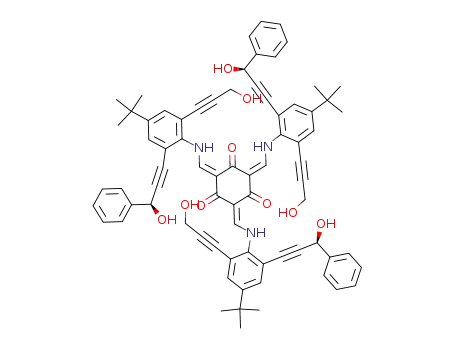 Molecular Structure of 1088499-73-3 ((2E,4E,6E)-2,4,6-tris((4-tert-butyl-2-((S)-3-hydroxy-3-phenylprop-1-ynyl)-6-(3-hydroxypropynyl)phenylamino)methylene)cyclohexane-1,3,5-trione)