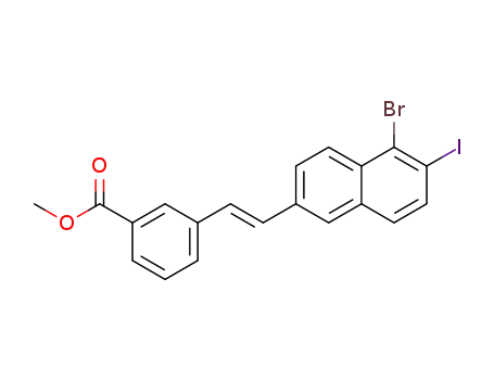 Molecular Structure of 1042170-56-8 (methyl 3-[(E)-2-(5-bromo-6-iodo-2-naphthyl)ethenyl]benzoate)