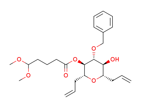 (2R,3R,4R,5S,6S)-2,6-diallyl-4-(benzyloxy)-5-hydroxy-tetrahydro-2H-pyran-3-yl 5,5-dimethoxypentanoate