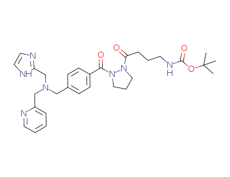 tert-butyl 4-(2-(4-((((1H-imidazol-2-yl)methyl)(pyridin-2-ylmethyl)amino)methyl)benzoyl)pyrazolidin-1-yl)-4-oxobutylcarbamate