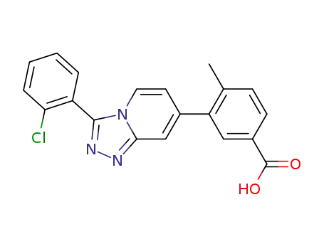 Molecular Structure of 1019918-49-0 (3-(3-(2-chlorophenyl)-[1,2,4]triazolo[4,3-a]pyridin-7-yl)-4-methylbenzoic acid)