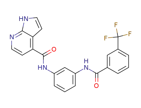 Molecular Structure of 1086422-72-1 (N-(3-(3-(trifluoromethyl)benzamido)phenyl)-1H-pyrrolo[2,3-b]pyridine-4-carboxamide)