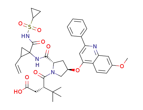 (3S)-3-((2S,4R)-2-(1-(cyclopropylsulfonylcarbamoyl)-2-vinylcyclopropylcarbamoyl)-4-(7-methoxy-2-phenylquinolin-4-yloxy)pyrrolidine-1-carbonyl)-4,4-dimethylpentanoic acid
