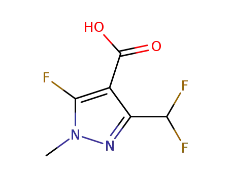 Molecular Structure of 1255735-09-1 (3-(difluoromethyl)-5-fluoro-1-methyl-1H-pyrazole-4-carboxylic acid)