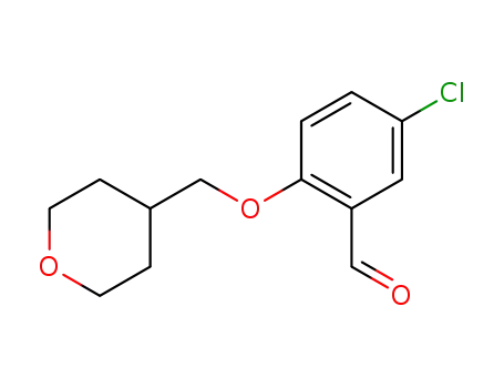 Molecular Structure of 1162670-64-5 (5-chloro-2-(tetrahydro-pyran-4-yl-methoxy)-benzaldehyde)