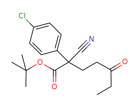 Molecular Structure of 1107635-15-3 (tert-butyl 2-cyano-5-oxo-2-(p-chlorophenyl)heptanoate)
