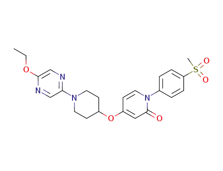 Molecular Structure of 1104453-11-3 (4-(1-(5-ethoxypyrazin-2-yl)piperidin-4-yloxy)-1-(4-(methylsulfonyl)phenyl)pyridin-2(1H)-one)