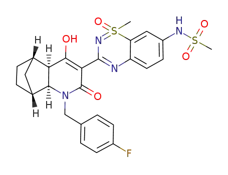 N-{3-[(1R,2S,7R,8S)-3-(4-fluoro-benzyl)-6-hydroxy-4-oxo-3-aza-tricyclo[6.2.1.0<sup>2,7</sup>]undec-5-en-5-yl]-1-methyl-1-oxo-1λ<sup>6</sup>-benzo[1,2,4]thiadiazin-7-yl}-methanesulfonamide