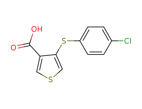 Molecular Structure of 149609-86-9 (4-[(4-CHLOROPHENYL)THIO]THIOPHENE-3-CARBOXYLIC ACID)