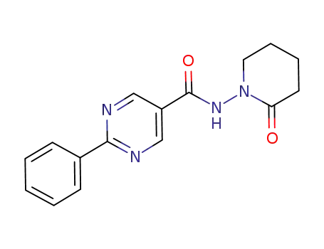 Molecular Structure of 1068968-89-7 (2-phenyl-pyrimidine-5-carboxylic acid N'-(2-oxo-piperidin-1-yl)-amide)