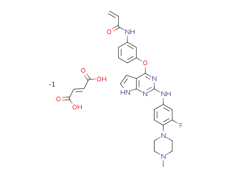 Molecular Structure of 1557268-88-8 (N-(3-((2-((3-Fluoro-4-(4-methylpiperazin-1-yl)phenyl)amino)-7H-pyrrolo[2,3-d]pyrimidin-4-yl)oxy)phenyl)acrylamide maleate)